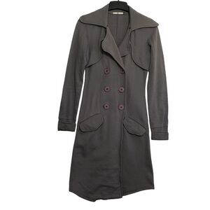 Mike & Chris Woman's Long Grey Double Breasted Coat, Size Small